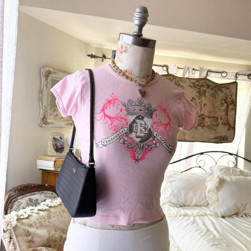 pink‎ y2k baby tee girls size 10-12
